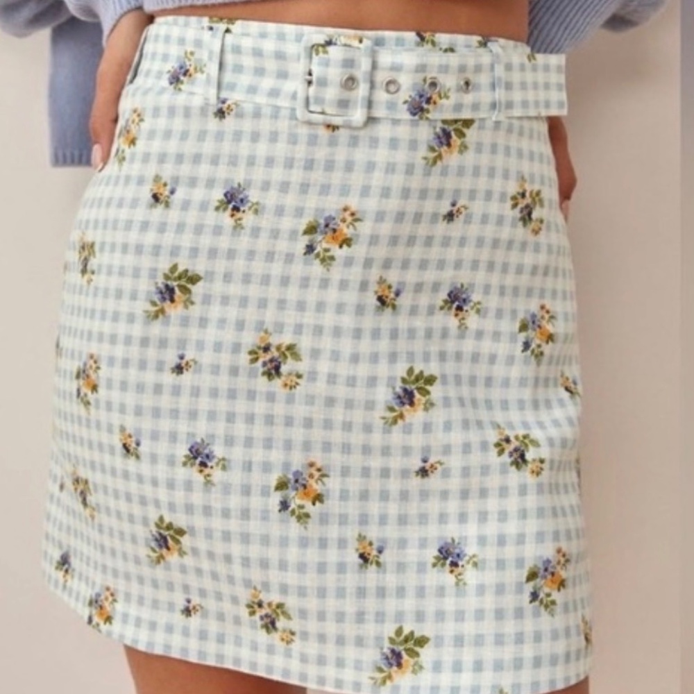 Reformation Apricot linen skirt 4